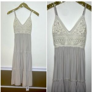 Romwe Crochet Prairie Midi Sundress XS